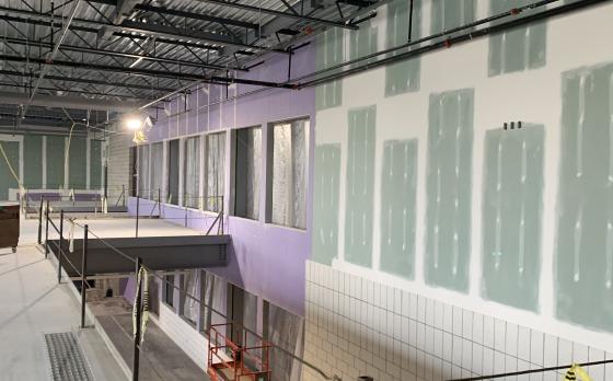 construction progress from April 2023 at the Sands Family YMCA