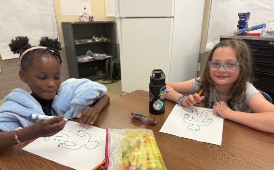 Kids doing art at Camp Thunderbird