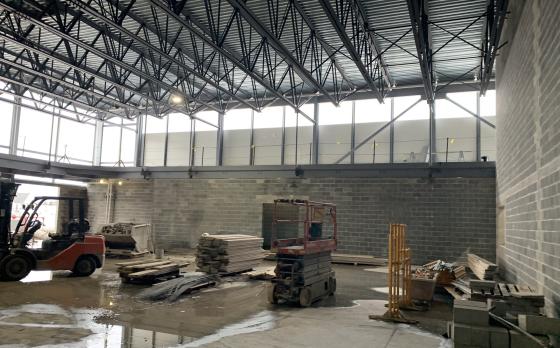 construction progress at the Sands Family YMCA in January 2023