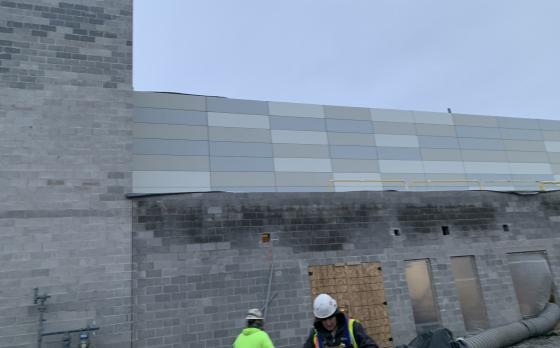 construction progress at the Sands Family YMCA in January 2023