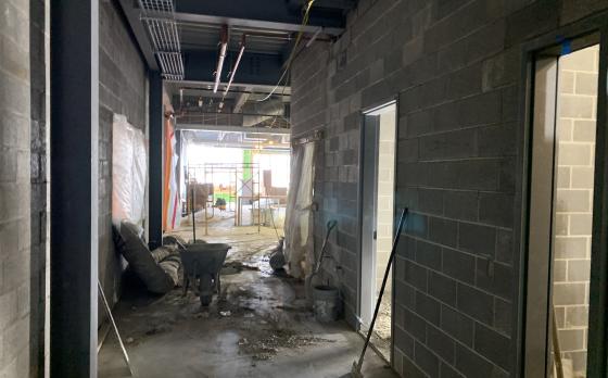 construction progress at the Sands Family YMCA in February 2023