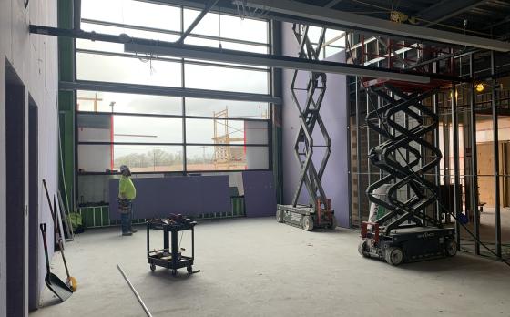 construction progress from April 2023 at the Sands Family YMCA