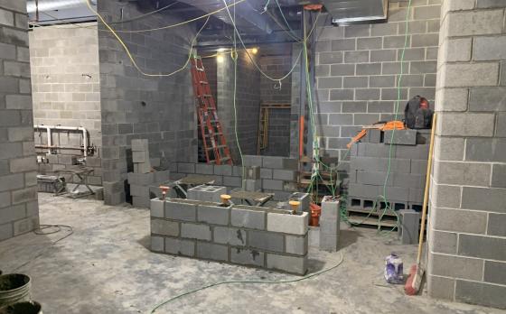 construction progress at the Sands Family YMCA in January 2023