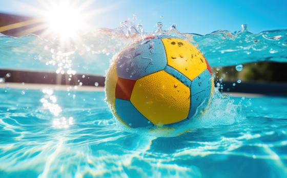 water polo ball in water