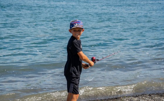 Kid Fishing at Camp Glacier Lake