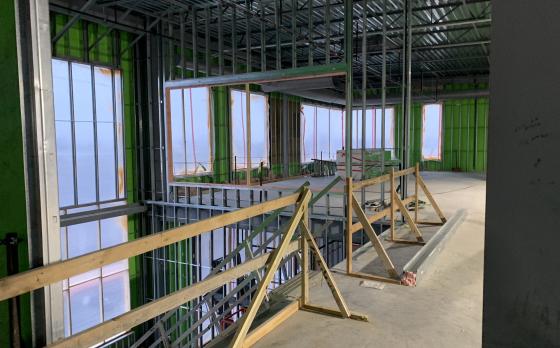 construction progress at the Sands Family YMCA in February 2023