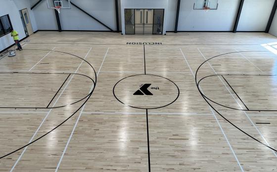 photo of the gym at the Sands Family YMCA from the view of the track