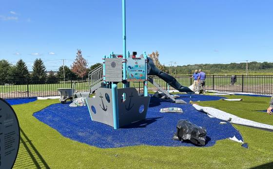 sea themed playground outside of the Mickey Sands Child Care Center