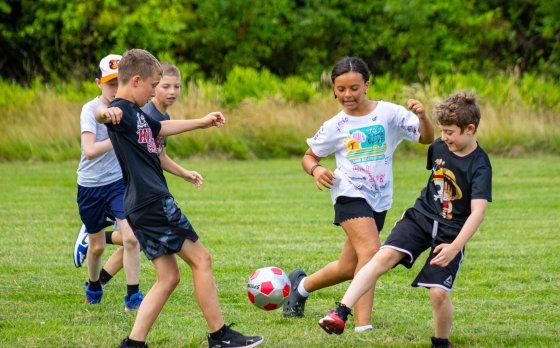 Kids Playing Soccer at Camp Northpoint