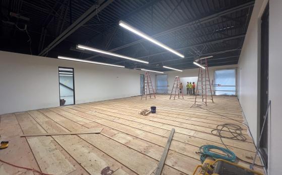 Construction progress of Studio B at the Sands Family YMCA