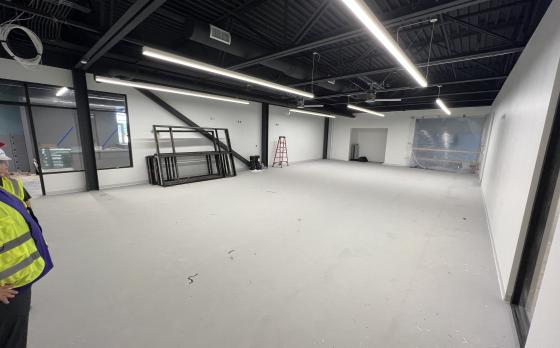 Construction progress at the Sands Family YMCA of the Cycle Studio