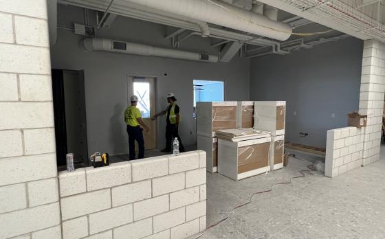 Construction progress of the kitchen at the Sands Family YMCA
