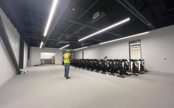The Sands Family YMCA Cycle Studio under construction