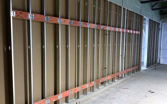 construction progress at the Sands Family YMCA in February 2023