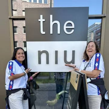 photo of Amanda Vito and her coach in germany for the special olympics